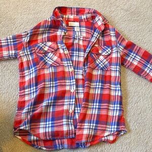 Crewcuts Red and Blue Plaid Button Down Shirt lightweight 100% cotton size 10